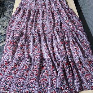 Molly Bracken Multicolored Tiered Maxi Skirt elastic waistband size medium